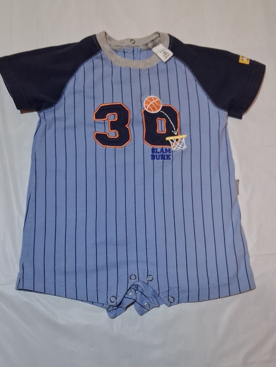 Carter's Other - Carter's Baby Boy Basketball Romper 12M Blue Striped Slam Dunk One-Piece